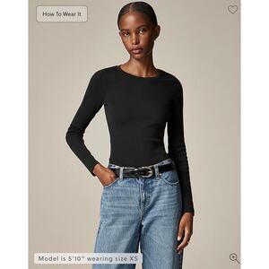 J. Crew Perfect-fit long-sleeve crewneck T-shirt in Black NWT size XS